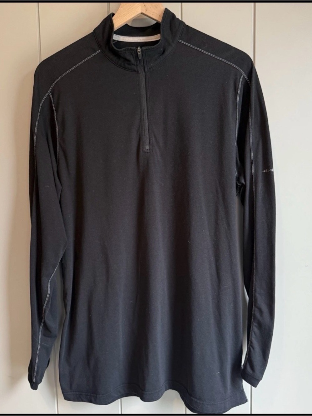 Exofficio Men’s Black Quarter Zip Base Layer Pullover Shirt Size Large